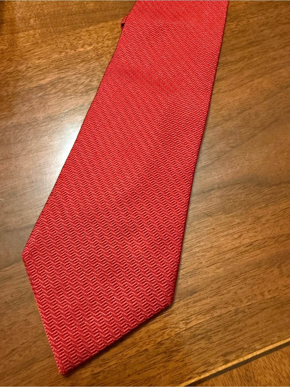 Ermenegildo Zegna Men's Woven Silk Tie Red Geometric Pattern, Made in Italy